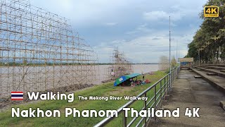 Walking 4K The Mekong River Walkway in Nakhon Phanom, Thailand 2022