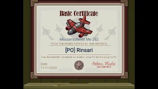 1945 Air Force Messerschmitt Me 262 Basic Certificate