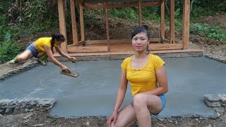 Mix Sand with Cement To Make Concrete The Yard of The House - Build Log Cabin, Free Bushcraft