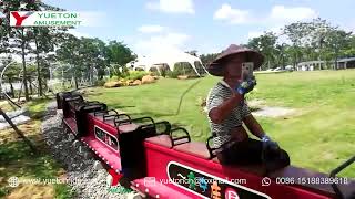 Track Train:Children's Track Sightseeing Train in Amusement park scenic scene display.  悦童轨道观光小火车