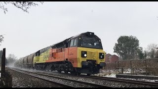 (HD) Colas Rail Class 70816 (IN THE SNOW) Tanks To Aberthaw @ Wellington 01.03.18