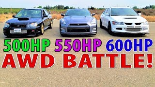 GTR vs EVO & STI : Who is the Japanese AWD King of the street?