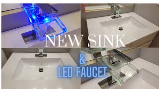 Installing a new  SINK VANITY & LED WATERFALL FAUCET and removal of old vanity in a Guest Bathroom