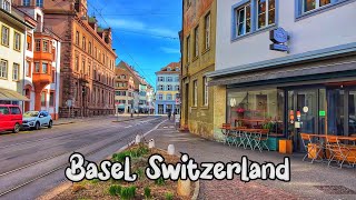 Basel Switzerland 4K - Walking tour in A beautiful Swiss city on a sunny winter day