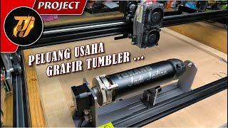 Grafir tumbler gelas hasil rapi pakai Rotary modul NEJE R5, Laser engraver NEJE 3 Max V2 dan E80