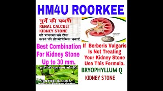 If Berberis Vulgaris is Not Treating Your Kidney Stone/Best Combination For Kidney Stone Upto 30mm.