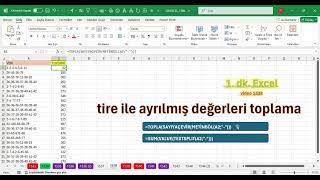 Excel 1 Dakika - Tire ile ayrılmış değerleri toplama