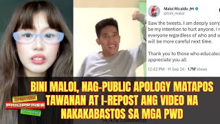 BINI Maloi, nagpublic apology matapos tawanan ang video na nakakabastos sa mga PWD