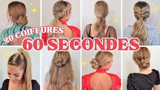 20 COIFFURES en 60 SECONDE 🍒 Coiffure back to school 2024 * coifure 1 minute cheveux mi long à long