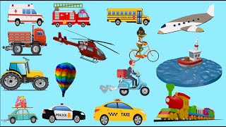 Learning Types of Transportation. Learning Vehicles for children. Vehicles in Luke Kids Tv.