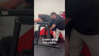 One of the more difficult set ups for lumbar spine. This is to stimulate tissue to lengthen.