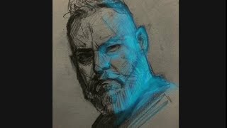 Blue glow effect  portrait man drawing | Parlama Işık Efekti Nasıl Verilir ?