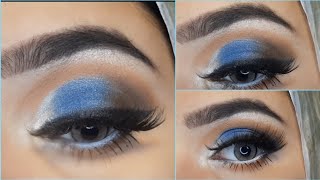 Sky Blue CutCrease party Eyemakeup|Smokey Blue Eyemakeup|zubaria