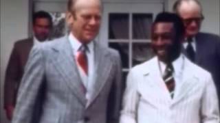 June 28, 1975 - Pele meets President Gerald Ford during a White House visit