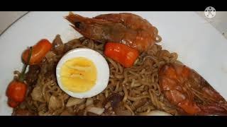 SPicy Pancit Canton with fresh Mushrooms