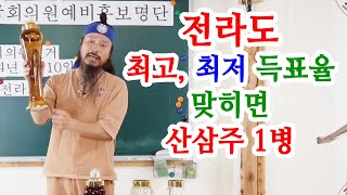 [유교약사생불사 1281강] 전라도 최고, 최저 득표율 맞히면 산삼주 1병.