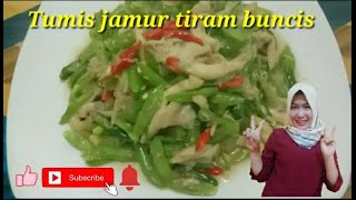 Cara membuat tumis jamur tiram buncis super enak || masakan sederhana