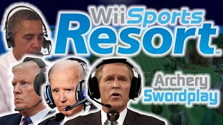 US Presidents Play Wii Sports Resort (Archery, Swordplay)