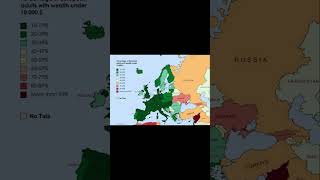 percentage of europeen adults with a wealth under 10 000 dollars #shorts #map #geography