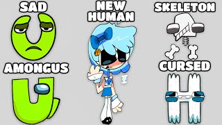 Alphabet Lore But NEW Humanized, AmongUs, Skeleton, Sad, Cursed Transform (Full Version)