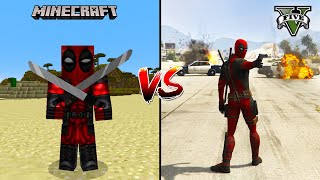 GTA 5 SUPERHERO DEADPOOL VS MINECRAFT SUPERHERO DEADPOOL - WHO IS BEST?