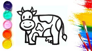 Cùng vẽ và tô màu con BÒ SỮA đáng yêu | How to draw and color a COW  for Kids, Toddlers