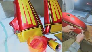 How to make Colour Design on Bike Fuel tank for Honda 125 / Bike Decoration/ Motorcycle, Colour