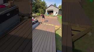 Screwing down Trex composite decking on a new hot-tub deck #Trex #deck