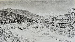 How To Draw Easily Simple But Beutiful Upland Scenery In Atmospheric Perspective With Pencil Art