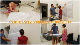 INSTALAMOS PAPEL DE PAREDE |ACHEI QUE NÃO IA CONSEGUIR|PAPEL DE PAREDE VINÍLICO LAVÁVEL|Amanda Maria