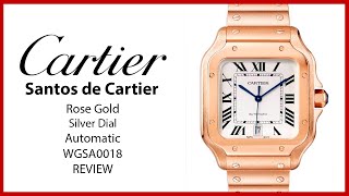 ▶ Cartier Santos de Cartier Large Silver Dial Rose Gold WGSA0018 - REVIEW