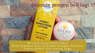 Review pakai 2 sunscreen beeme - sunscreen lokal bisa untuk bayi 6 bulan hingga bumil/busui