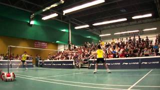 Lin Dan plays Bao Chunlai in an exhibition badminton match - Highlights