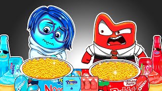 Inside Out 2 - Anger & Sadness Convenience Store RED BLUE Food Mukbang Animation | ASMR