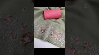 #exclusive butter silk saree# beautiful kashmiri thread work# book soon 9345503777#