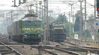 Parallel Race : Diesel hauled Army Train vs Electric Freight Train | Indian Railways.