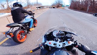 CHILL WINTER RIDE W/ A SUBSCRIBER! | BMW S1000RR x YAMAHA MT-07 | SHORT HIGHWAY CRUISE FT @Slowspeed