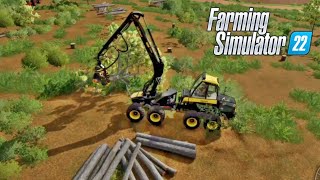 Vida de Madeireiro #25 / Cortando árvores com a Ponsse e puxando com a Grua / Farming Simulator 22