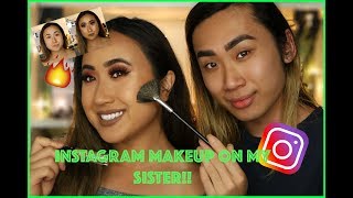 I TRY INSTAGRAM MAKEUP ON MY SISTER!!! | HENRY DD NGUYEN