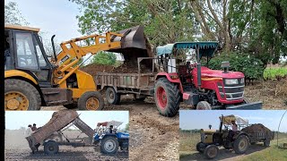 jcb 3dx loading manure in tractor |   Mahindra yuvo | old eicher | sonalika