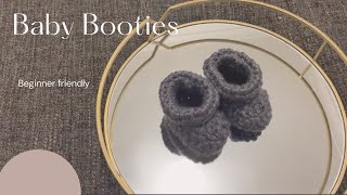 How/Learn to crochet simple baby booties - beginner friendly