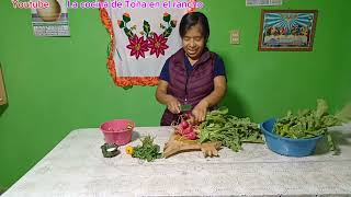 Así preparo las hojas de rabano en caldito para comer con mi familia ( comida 100% natural)