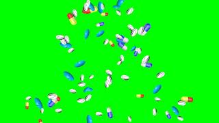 Pills, Tablet & Capsules Falling on Green Screen Background | Greenology