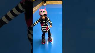 Baby learns to roller skate