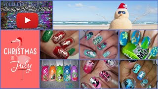 Youtubers nail art stamping weekly collabs | Christmas in July