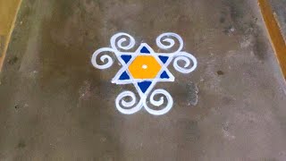 Aadi madham flower colour kolam designs|3*2 dots small muggulu|aadivelli colour rangoli kolam