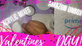 3am 🤤AMAZON UNBOXING/HAUL /W/CUSTOM VALENTINES DAY ACRYLIC GLITTER MIXES & SWATCHES❣ asmr