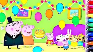 Peppa Pig and Family and Friends Compilation Coloring Pages  Peppa Pig Balloons Fun Art to Learn