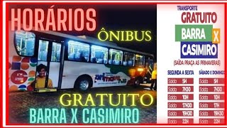 HORÁRIOS DOS ÔNIBUS  GRATUITO DE BARRA DE SÃO JOÃO PARA CASIMIRO DE ABREU