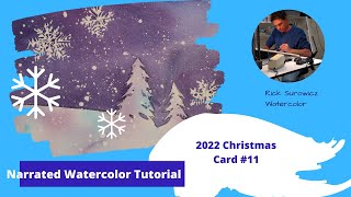 Watercolor Tutorial, 2022 Christmas Card #11